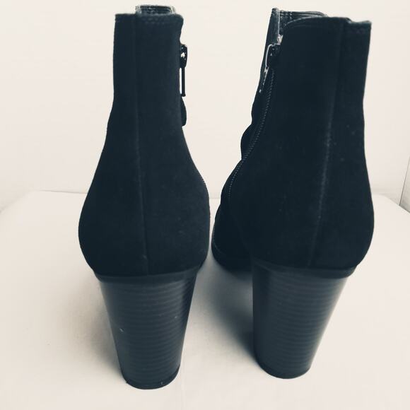 White Mountain-Black Slouch Taft Zipper Leather Suede Ankle Boots Size 10M - Picture 6 of 11